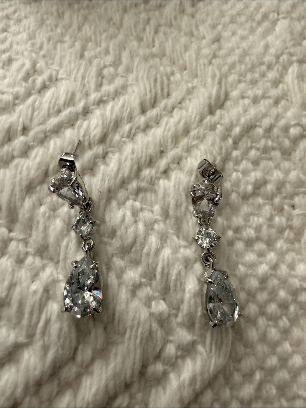 Sterling Silver Drop Crystal Earrings in Clear